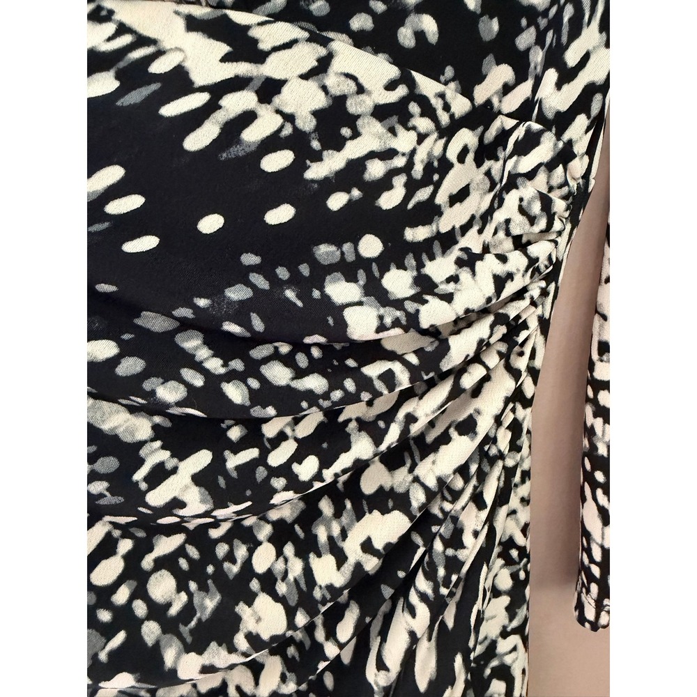 Lauren Ralph Lauren Black White Abstract Print Ruched Sheath Dress Size 6
